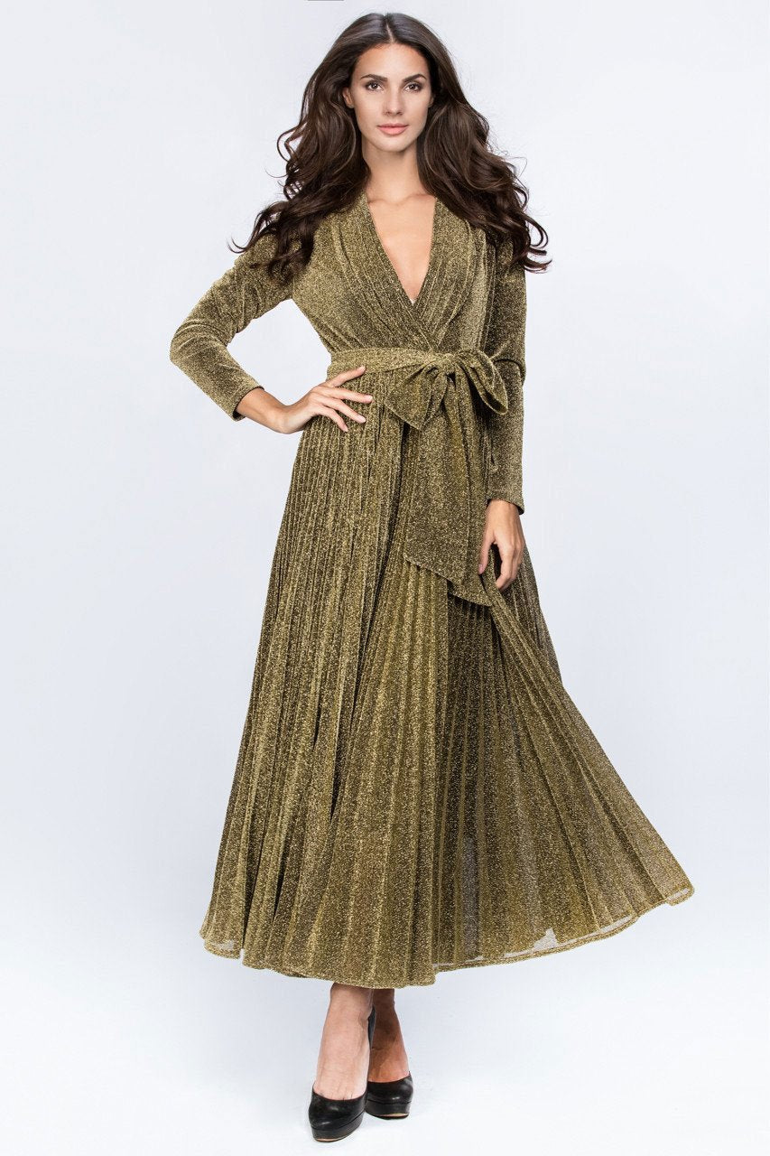 Gold Maxi Belt Detail Dress - ownthelooks-Development