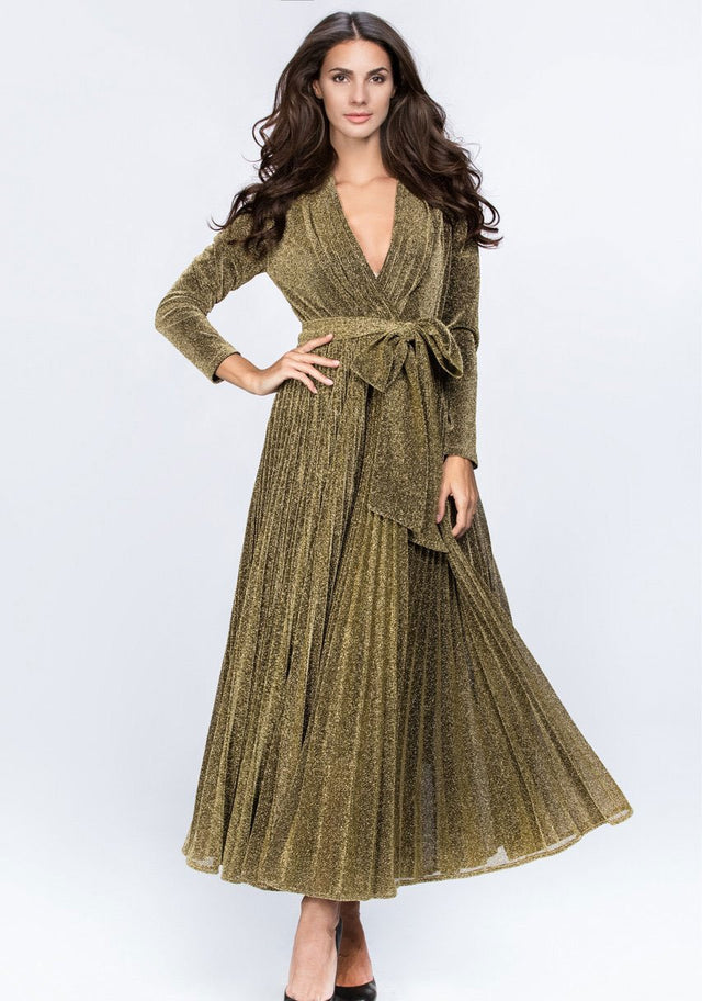 Gold Maxi Belt Detail Dress - ownthelooks-Development