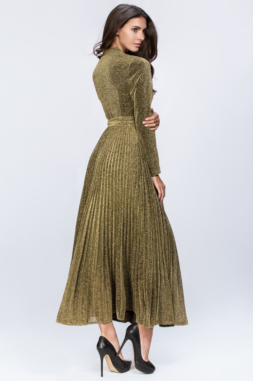 Gold Maxi Belt Detail Dress - ownthelooks-Development