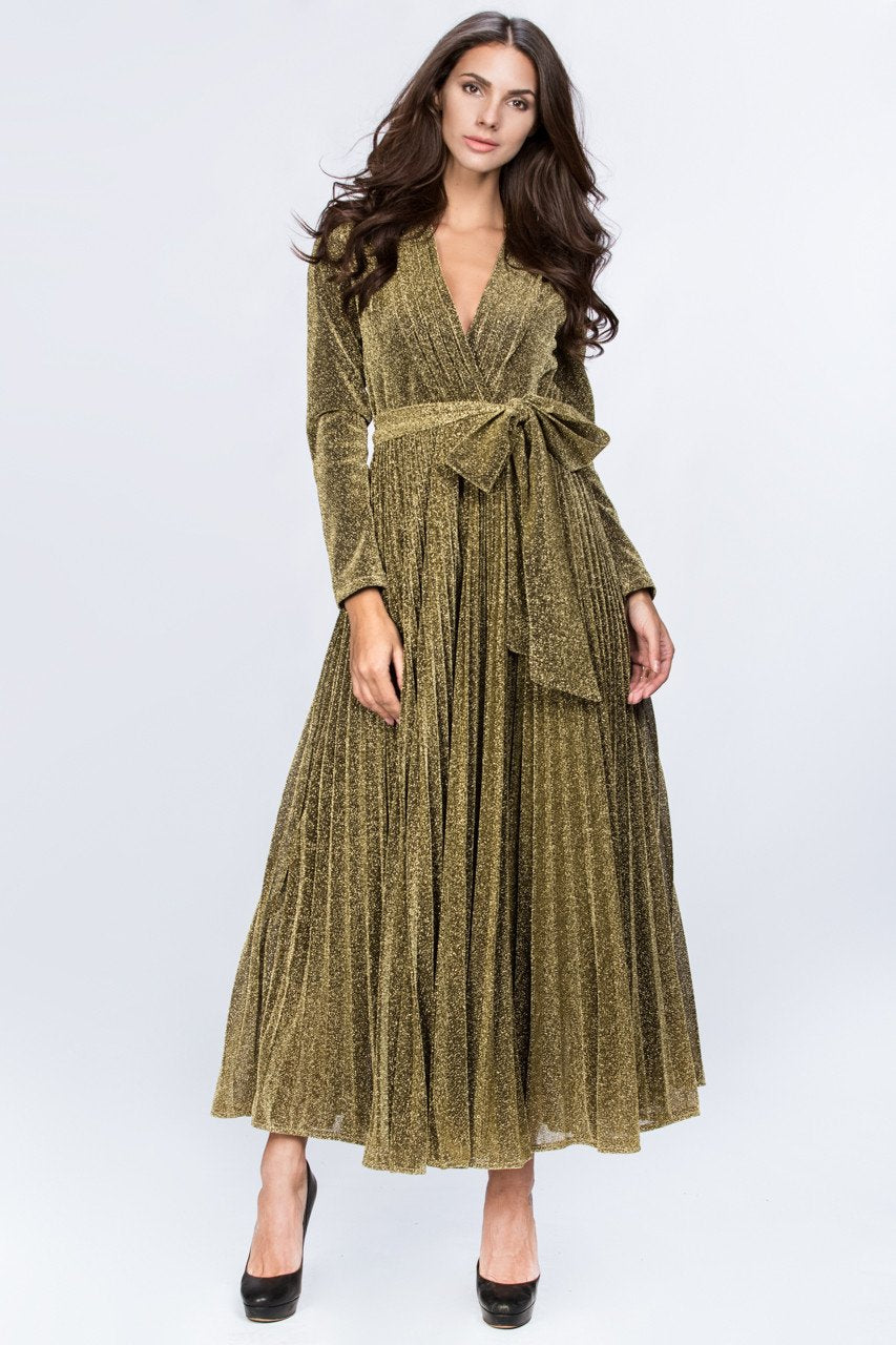 Gold Maxi Belt Detail Dress - ownthelooks-Development