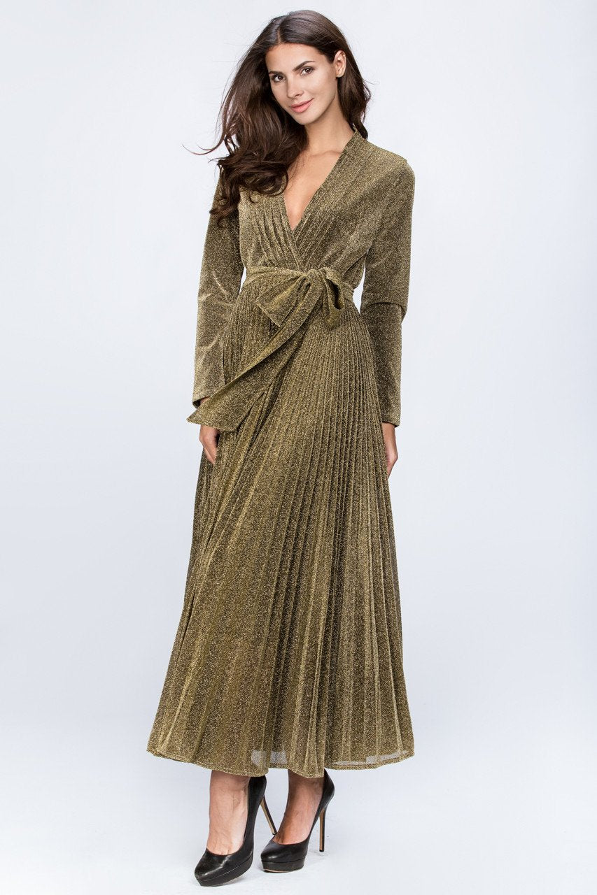 Gold Maxi Belt Detail Dress - ownthelooks-Development