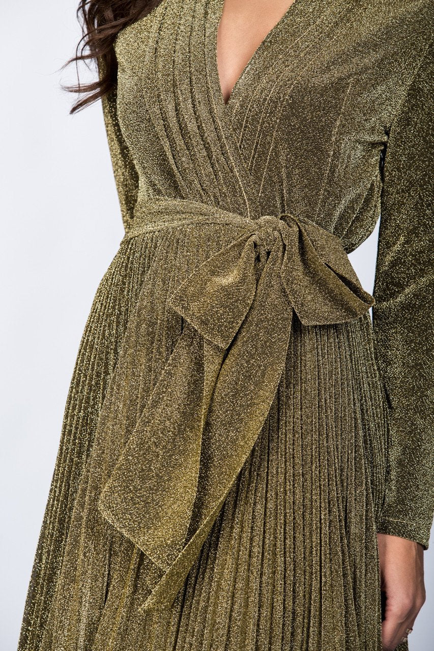Gold Maxi Belt Detail Dress - ownthelooks-Development