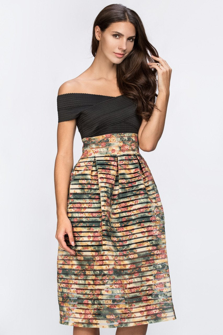 Two mix off the shoulder Midi Dress - ownthelooks-Development