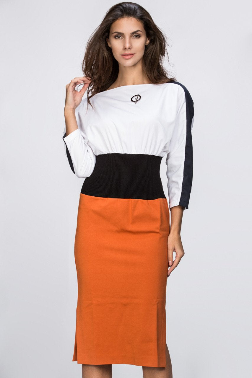 Waist Hugging Color Block Dress - ownthelooks-Development