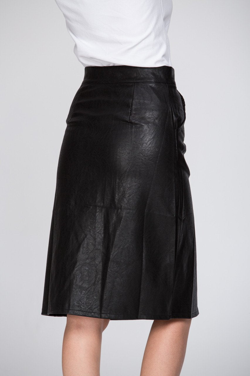 Zip Line Faux Leather Skirt - ownthelooks-Development