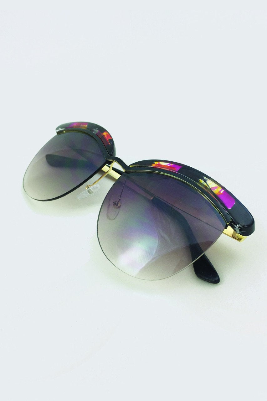 Black and Purple Top Rim Sunglasses - ownthelooks-Development
