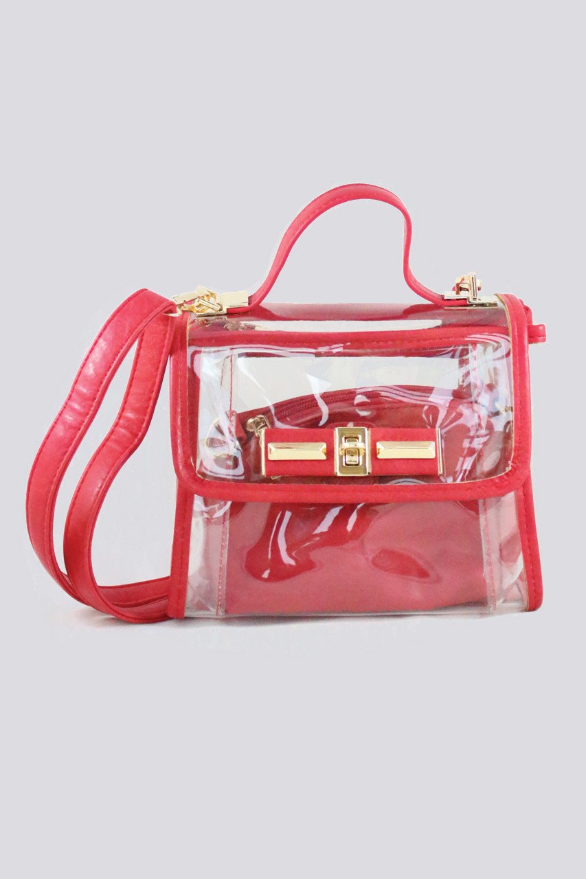 Red Trim Transparent Handbag - ownthelooks-Development