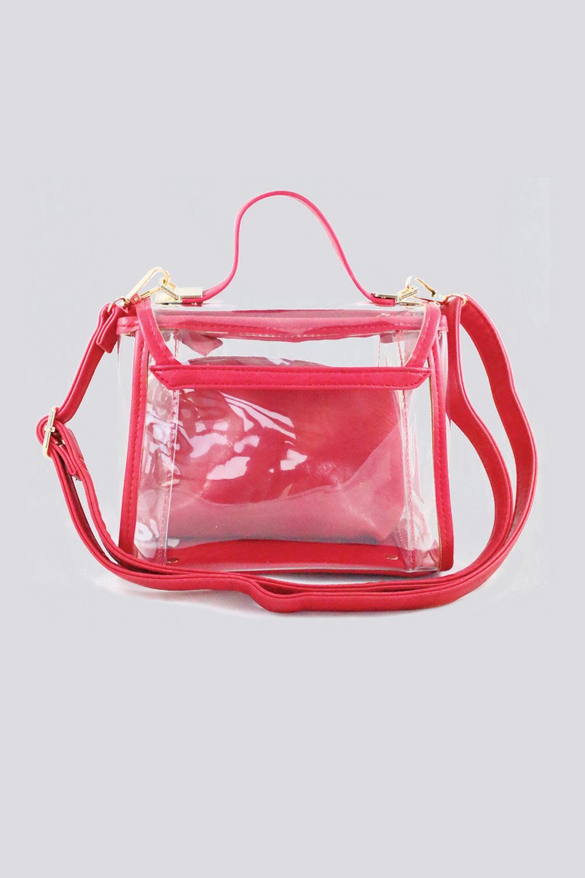 Red Trim Transparent Handbag - ownthelooks-Development