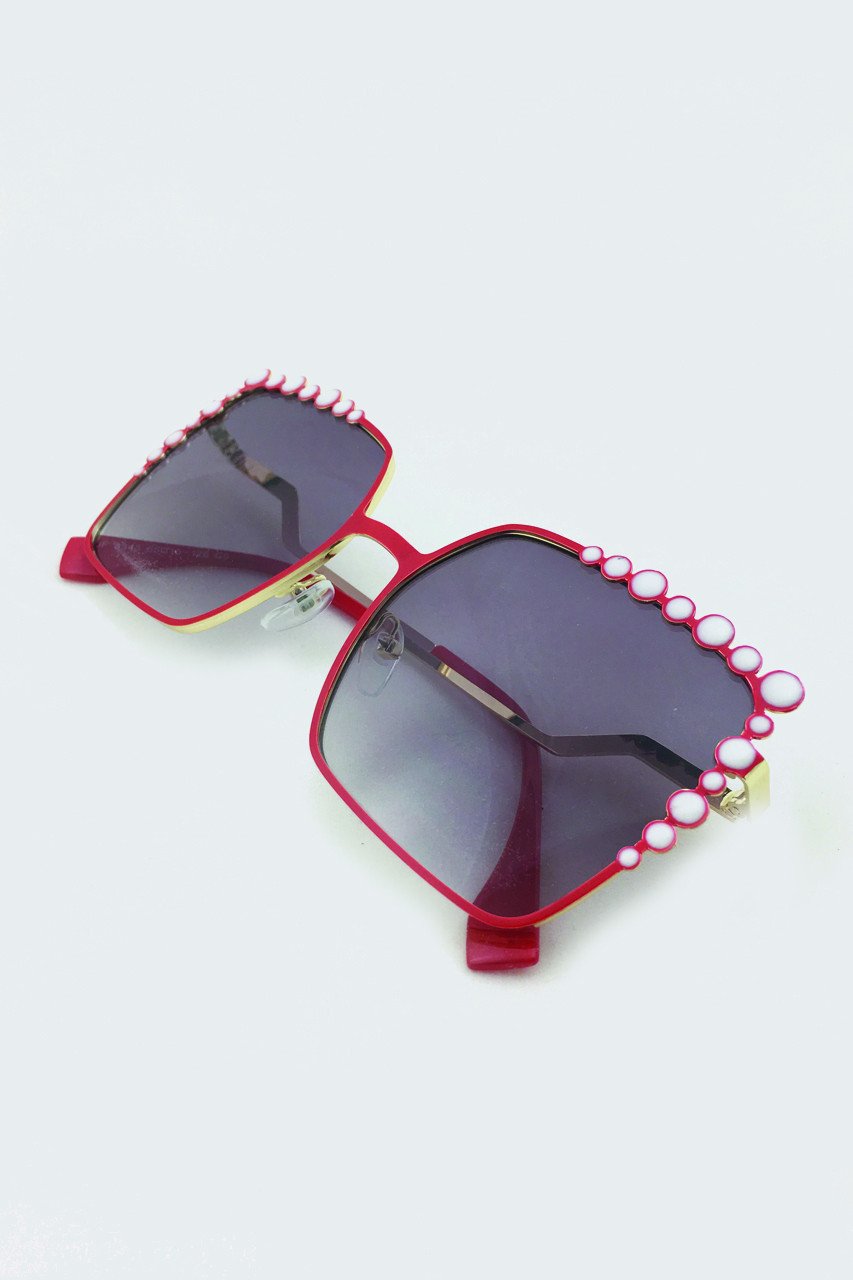 Red Square Vintage with Pearls Sunglasses - ownthelooks-Development