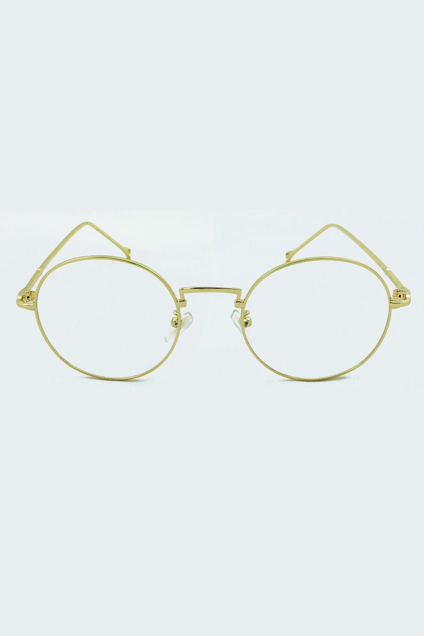 Geeky Gold Rim Round Clear Glasses - ownthelooks-Development