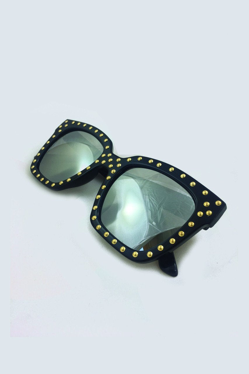 Black & Gold Studded Wayfarer - ownthelooks-Development