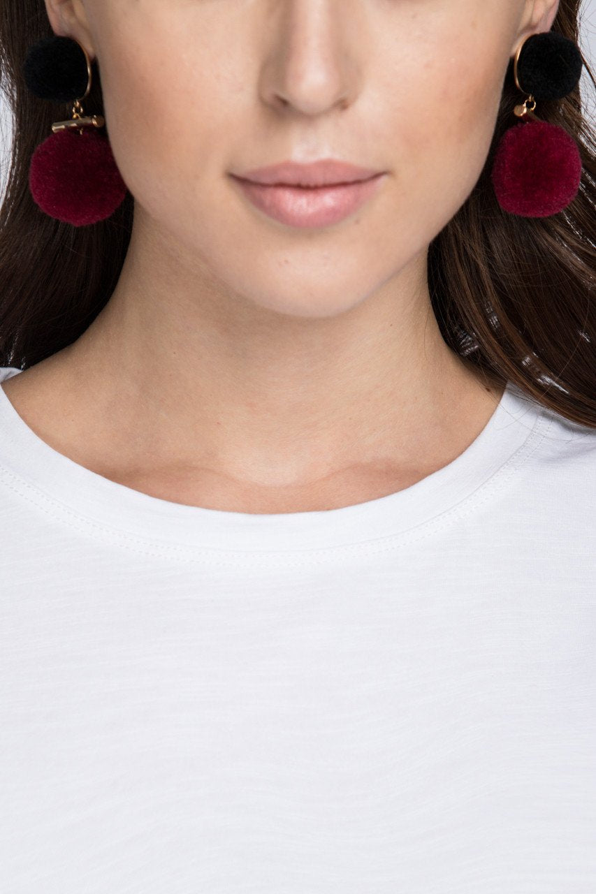Maroon Pompom Earrings - ownthelooks-Development