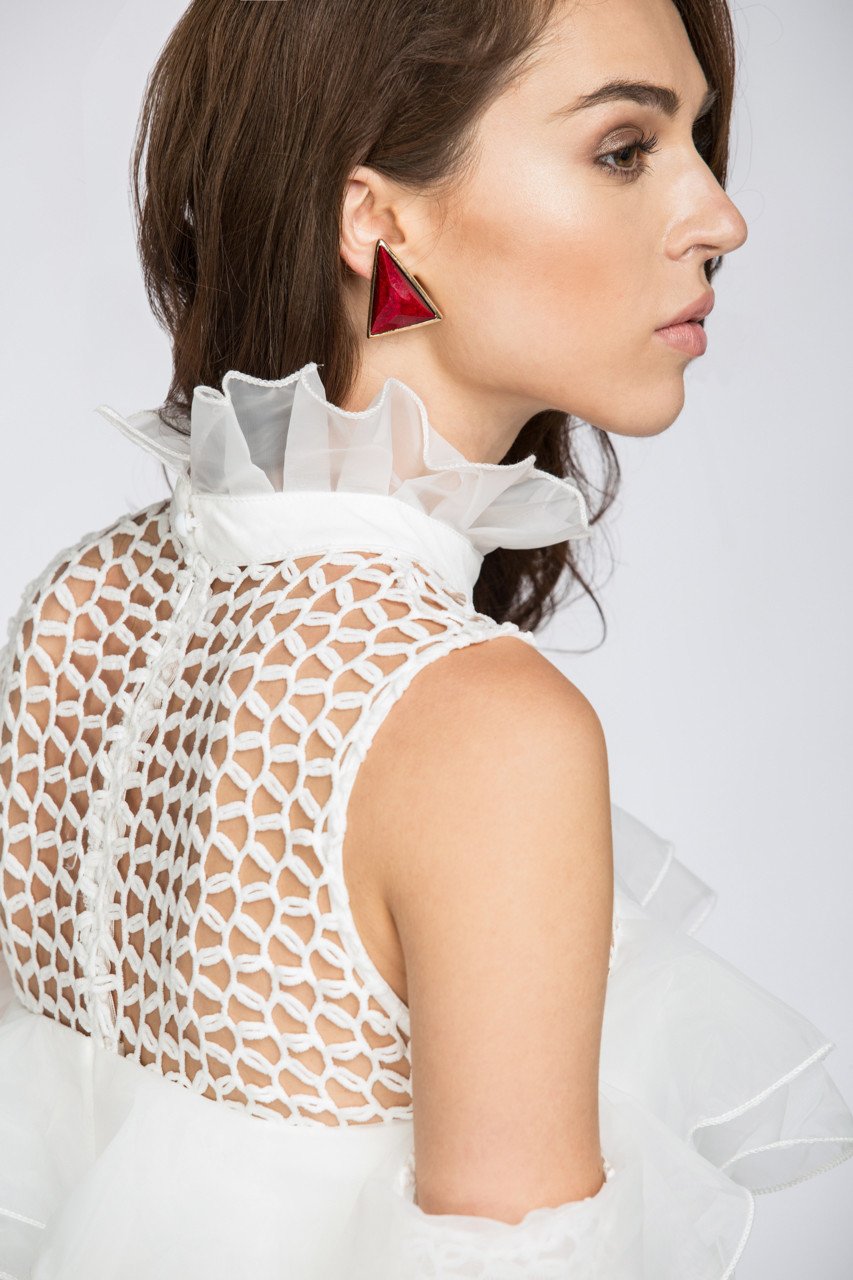 Red Coral Triangle Earrings - ownthelooks-Development