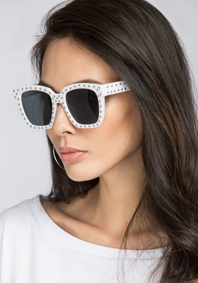 White Studded Wayfarer - ownthelooks-Development