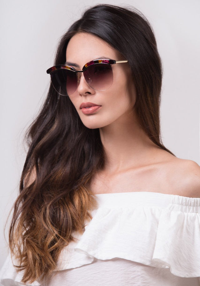 Black and Purple Top Rim Sunglasses - ownthelooks-Development