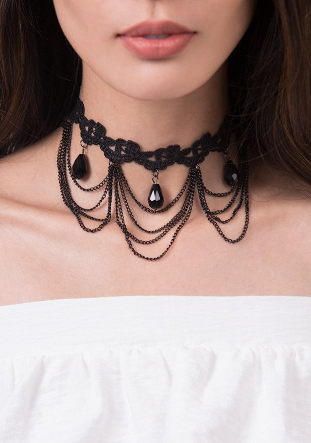 Black Lace Teardrop Choker - ownthelooks-Development