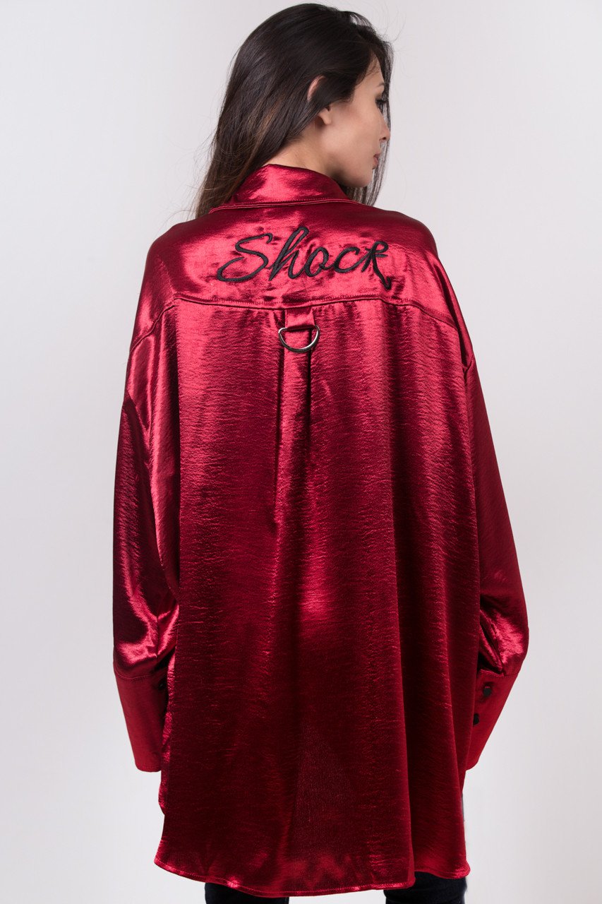 Red Silk Boyfriend Polo - ownthelooks-Development