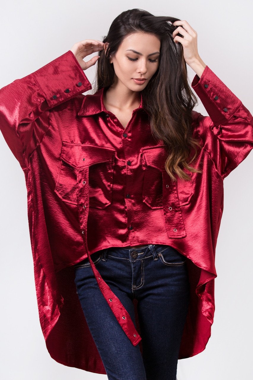 Red Silk Boyfriend Polo - ownthelooks-Development