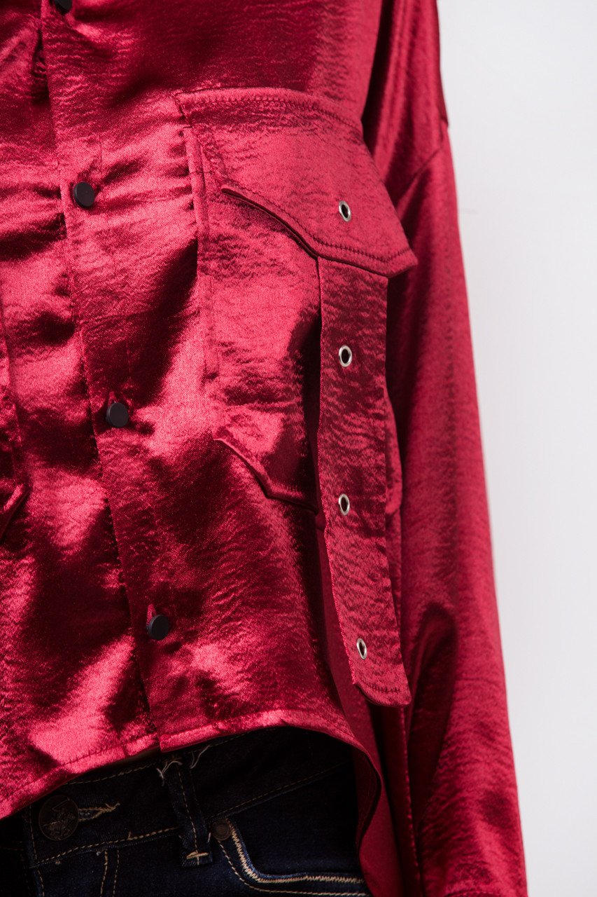 Red Silk Boyfriend Polo - ownthelooks-Development