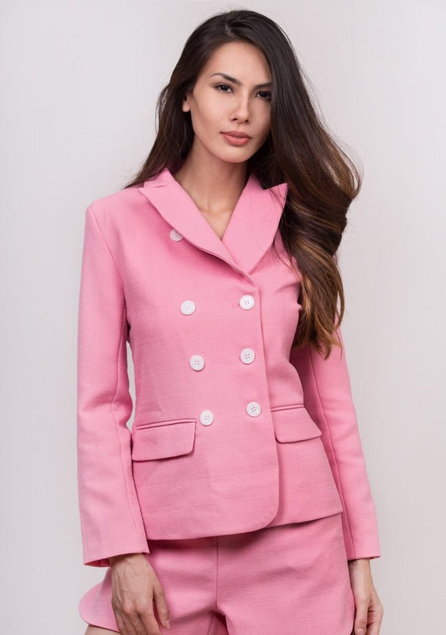 Maram Zbaeda -Pink Tweed Blazer and Short Set - ownthelooks-Development
