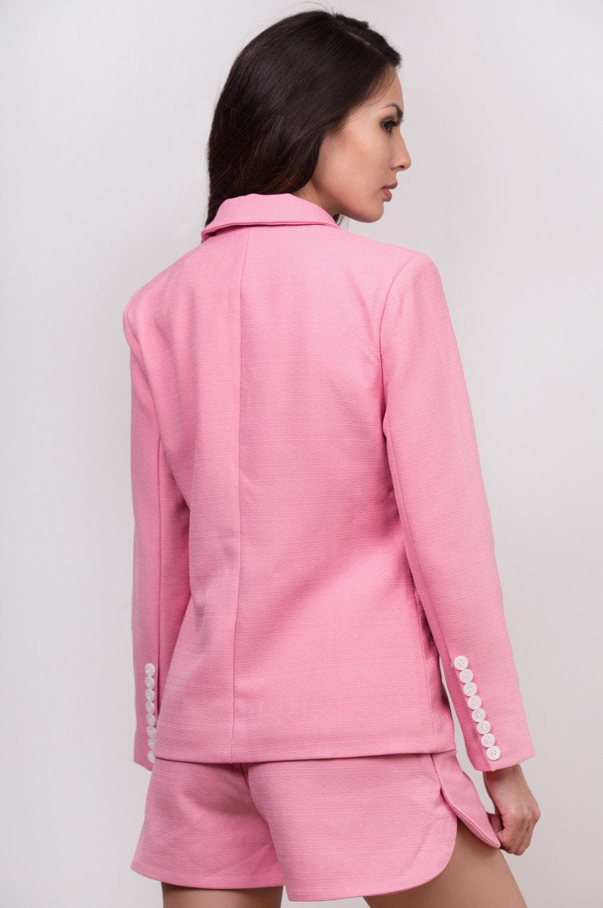 Maram Zbaeda -Pink Tweed Blazer and Short Set - ownthelooks-Development