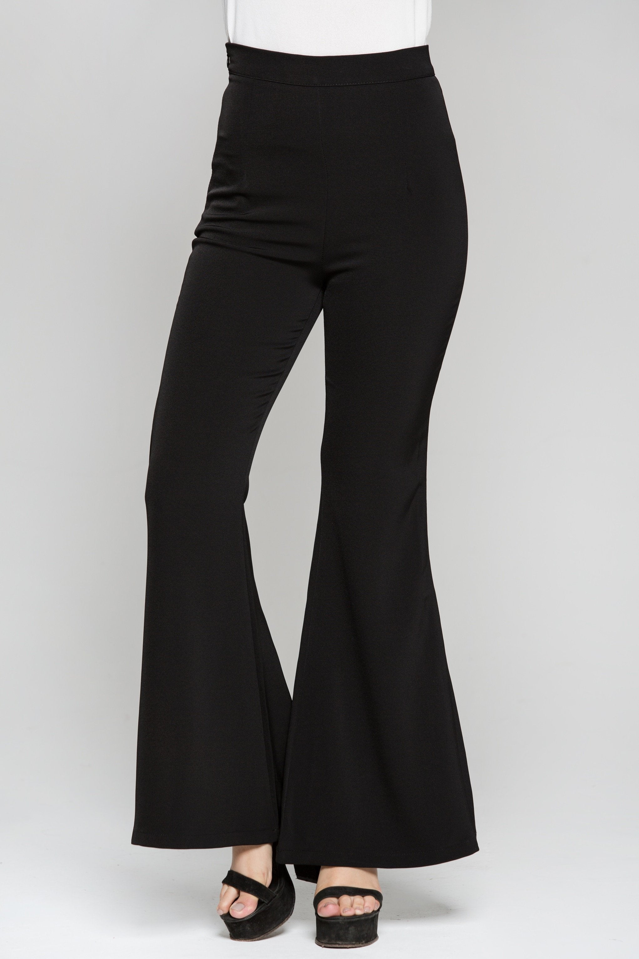 Black Bell Bottom Formal Trousers - ownthelooks-Development