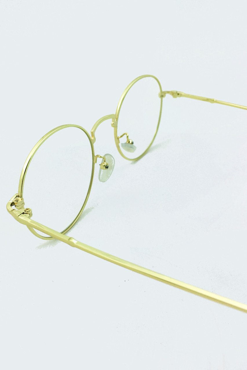 Geeky Gold Rim Round Clear Glasses - ownthelooks-Development