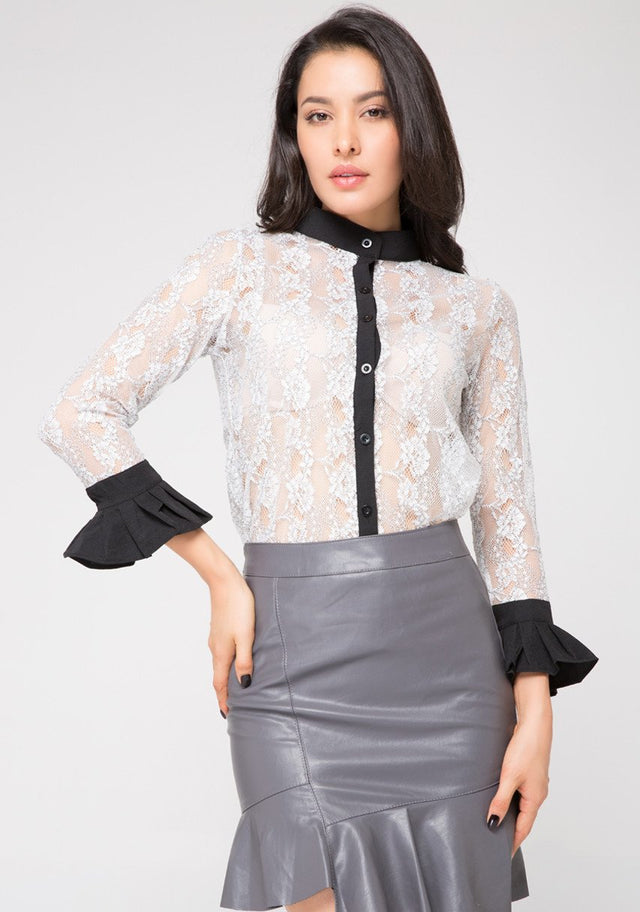 Sheer Button Down Blouse - ownthelooks-Development