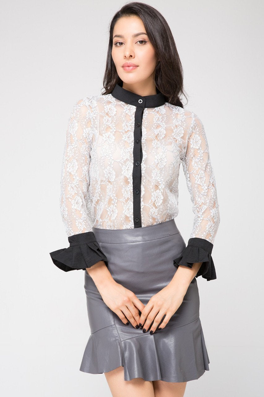 Sheer Button Down Blouse - ownthelooks-Development
