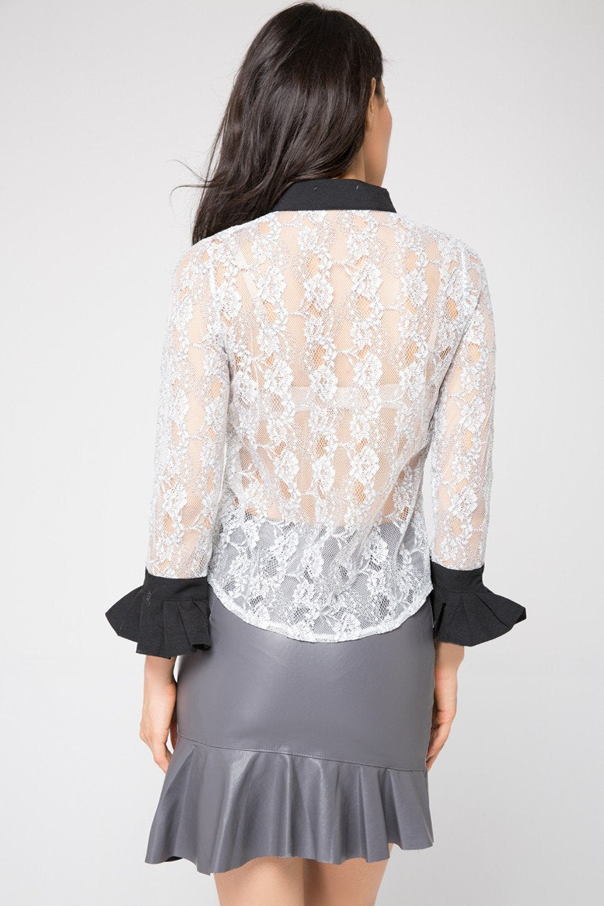 Sheer Button Down Blouse - ownthelooks-Development