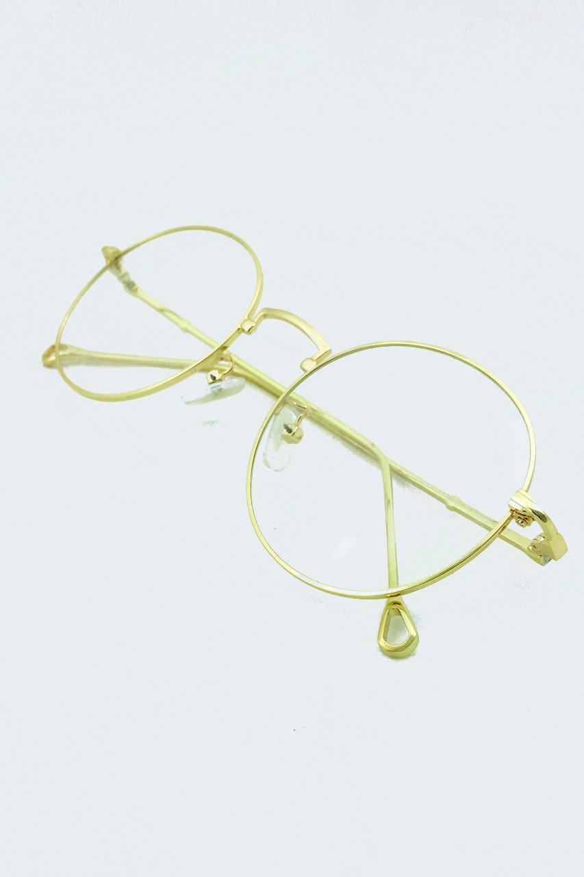 Geeky Gold Rim Round Clear Glasses - ownthelooks-Development