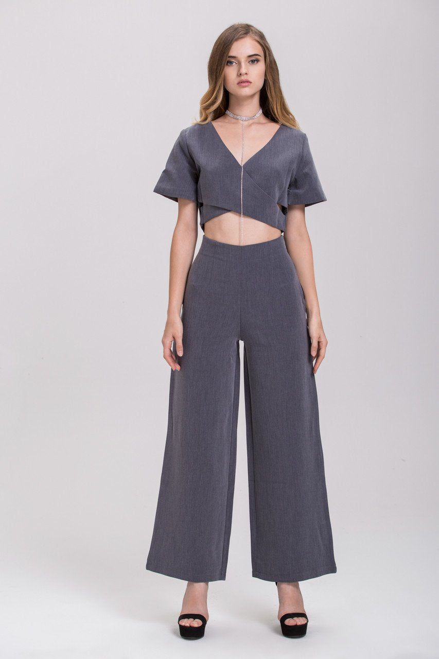 TheHala - Ash Zip Up Crop Top Palazzo 2 piece Co-ord - ownthelooks-Development