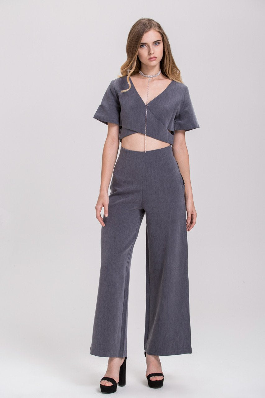 TheHala - Ash Zip Up Crop Top Palazzo 2 piece Co-ord - ownthelooks-Development