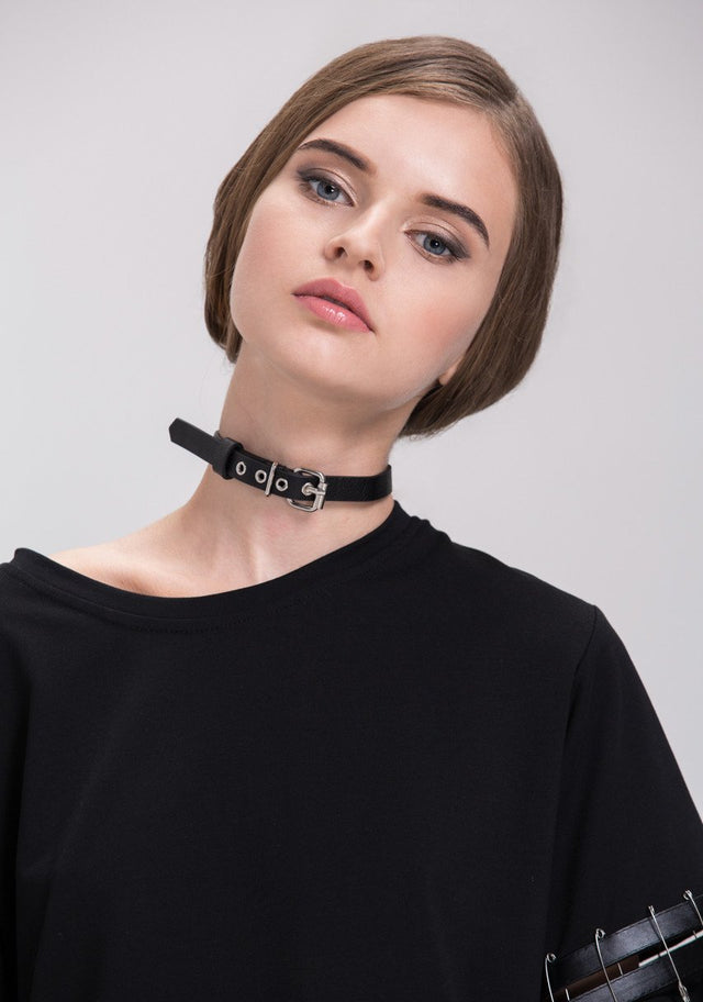 Black Belt Buckle Choker Necklace - ownthelooks-Development