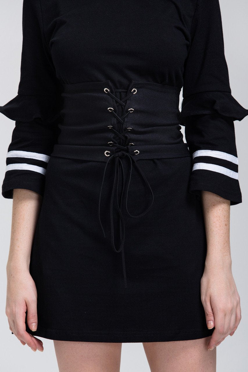 Black Zip & Lace Up Corset Belt - ownthelooks-Development