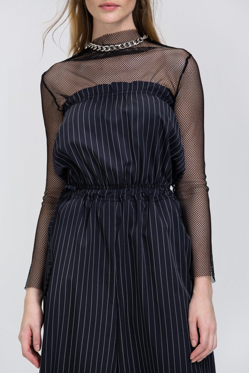 Black Pin Stripe Strapless Palazzo Jumpsuit - ownthelooks-Development