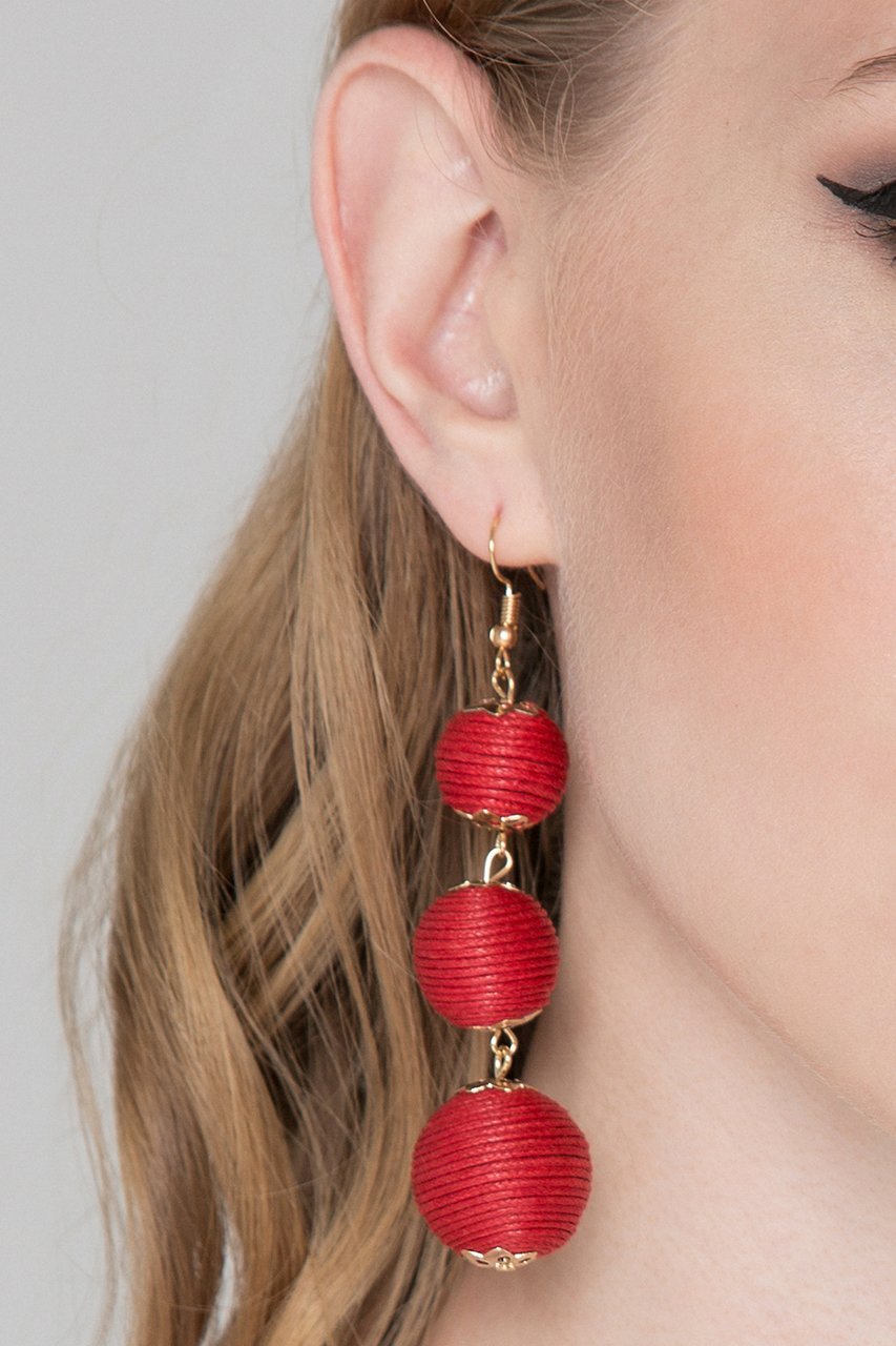 Deema Al Asadi - Red Yarn Ball Earrings - ownthelooks-Development