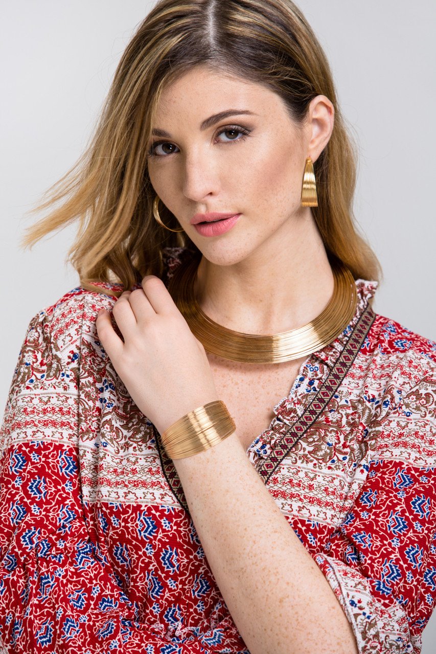 Gold Wire Choker Jewelry 4-piece Set - ownthelooks-Development