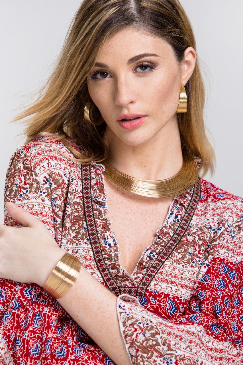 Gold Wire Choker Jewelry 4-piece Set - ownthelooks-Development