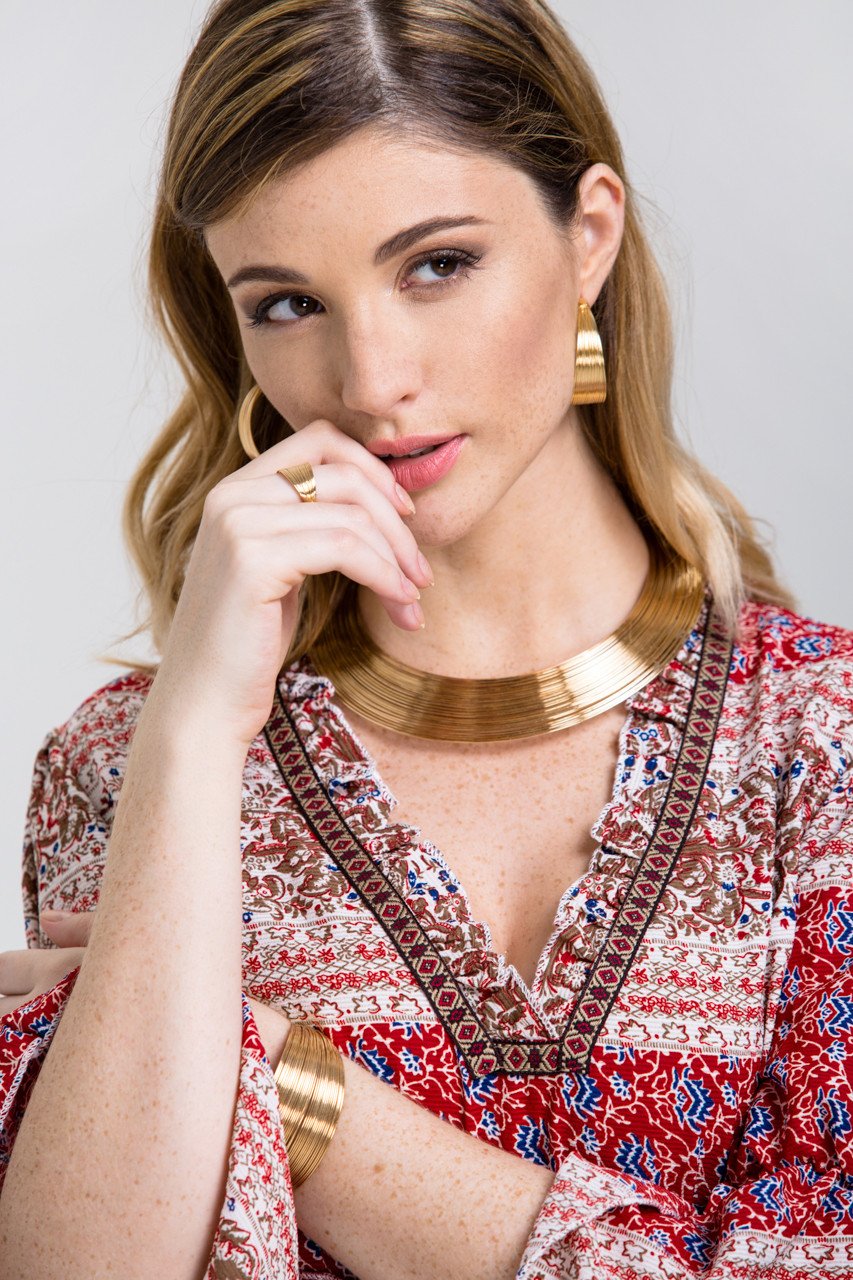 Gold Wire Choker Jewelry 4-piece Set - ownthelooks-Development