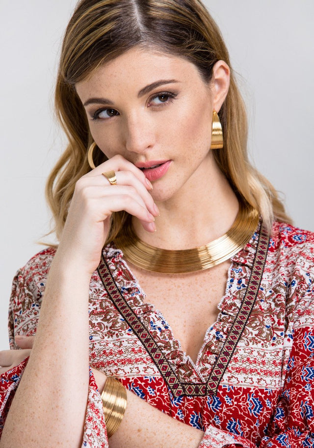 Gold Wire Choker Jewelry 4-piece Set - ownthelooks-Development