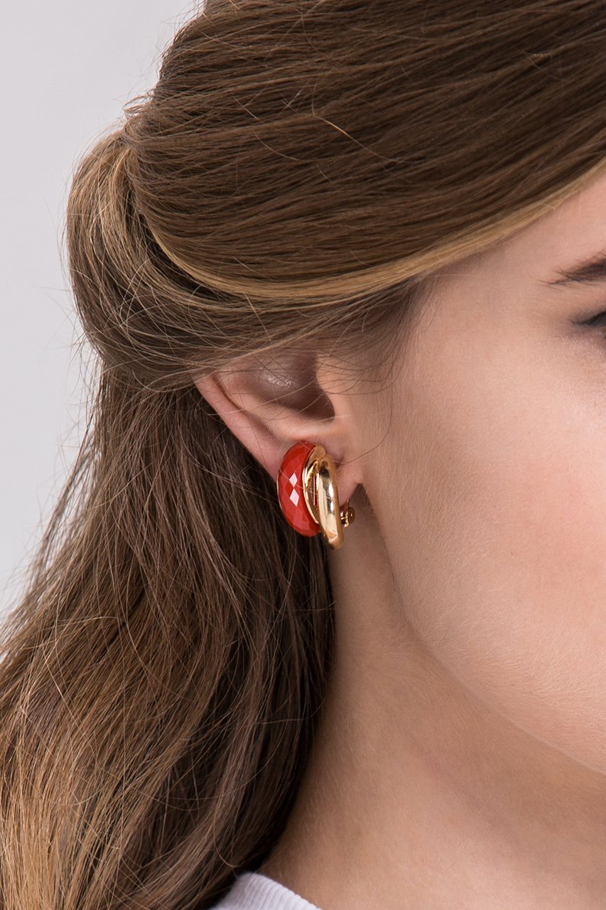 Gold and Garnet Clip On Earrings - ownthelooks-Development