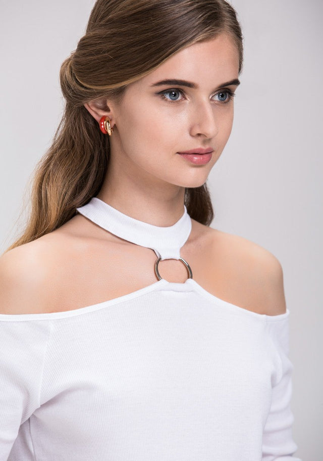 Gold and Garnet Clip On Earrings - ownthelooks-Development