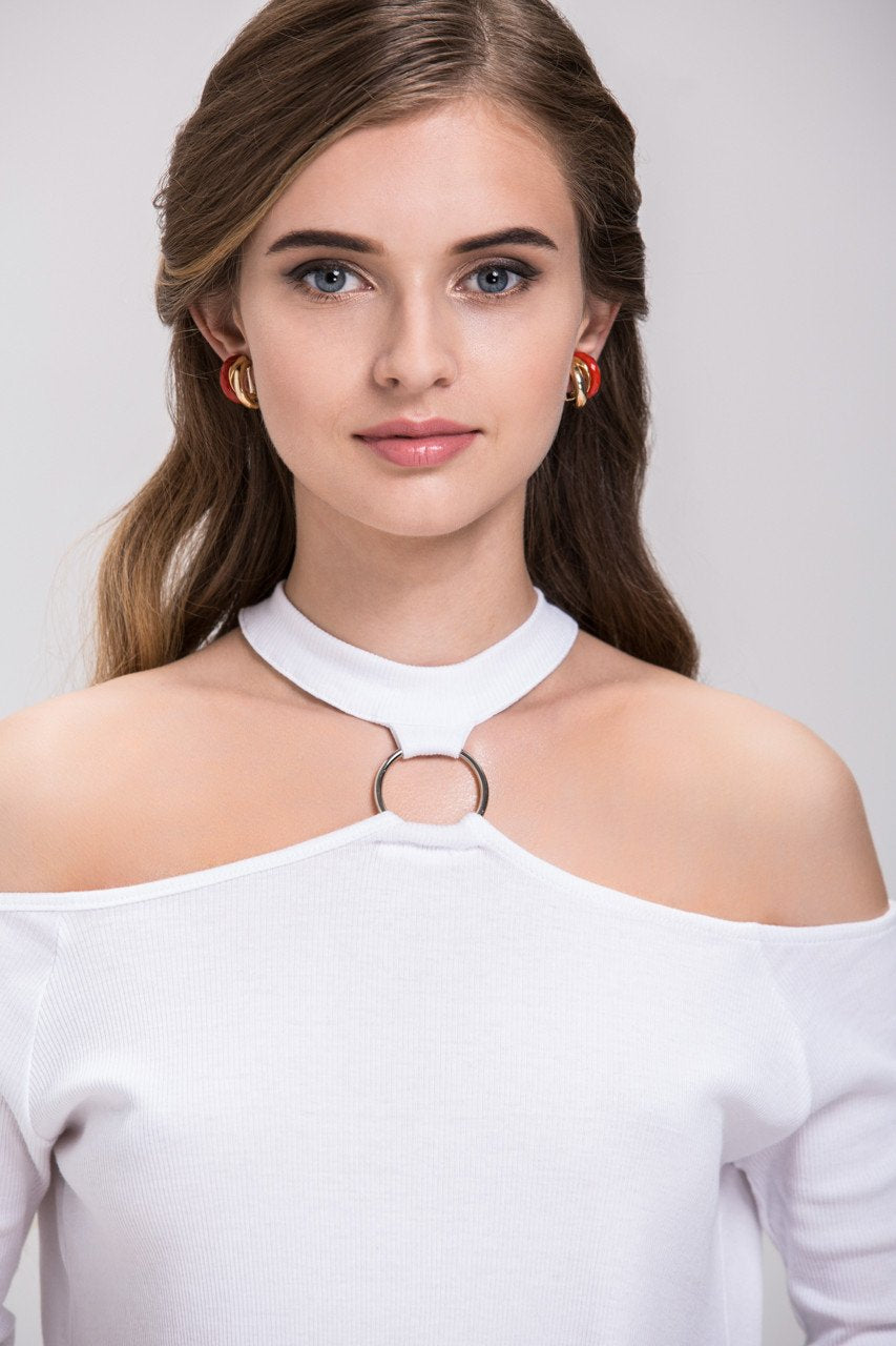 Gold and Garnet Clip On Earrings - ownthelooks-Development