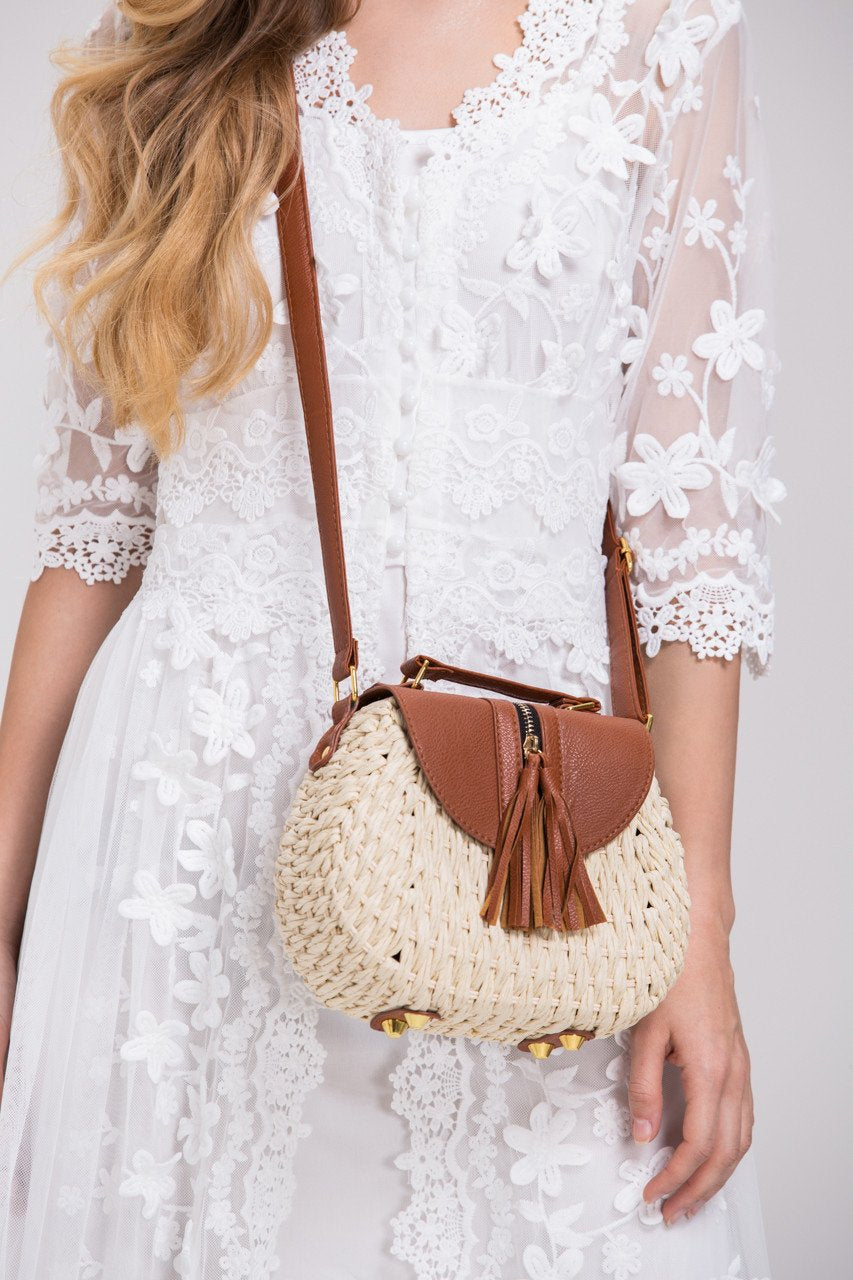 Hobo Basket Tassel Flap Handbag - ownthelooks-Development