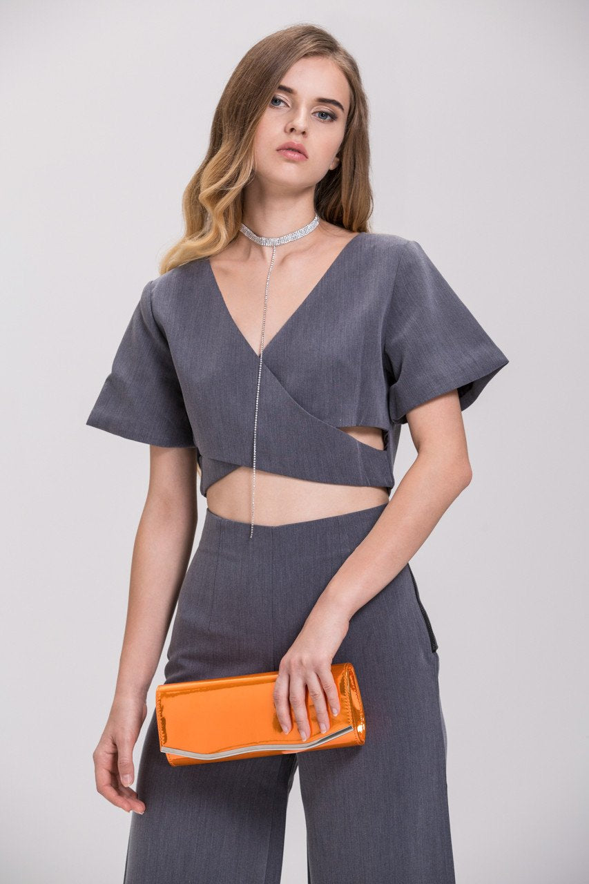 Orange Metallic Clutch Bag - ownthelooks-Development