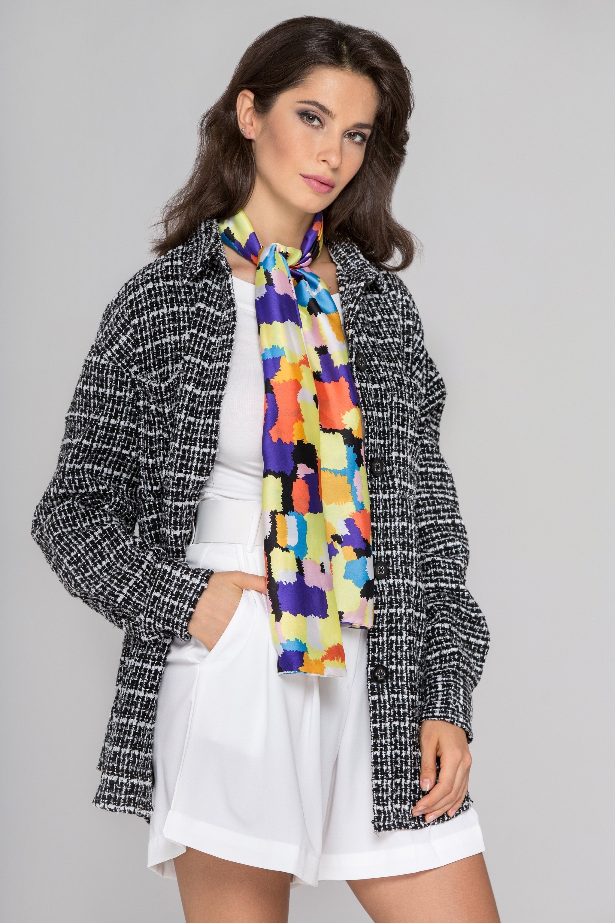 Black and White Tweed Shirt Jacket - ownthelooks-Development