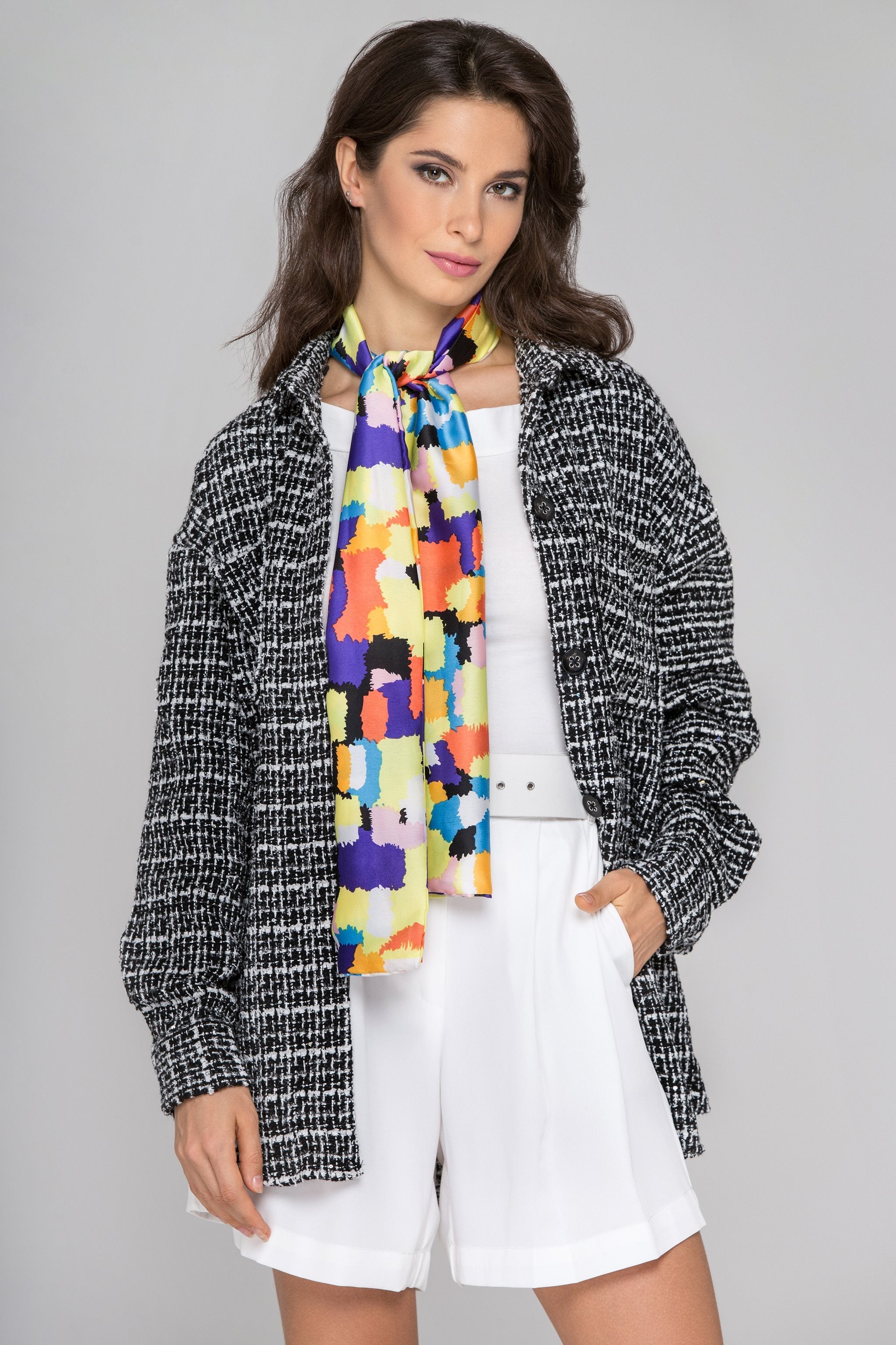 Black and White Tweed Shirt Jacket - ownthelooks-Development