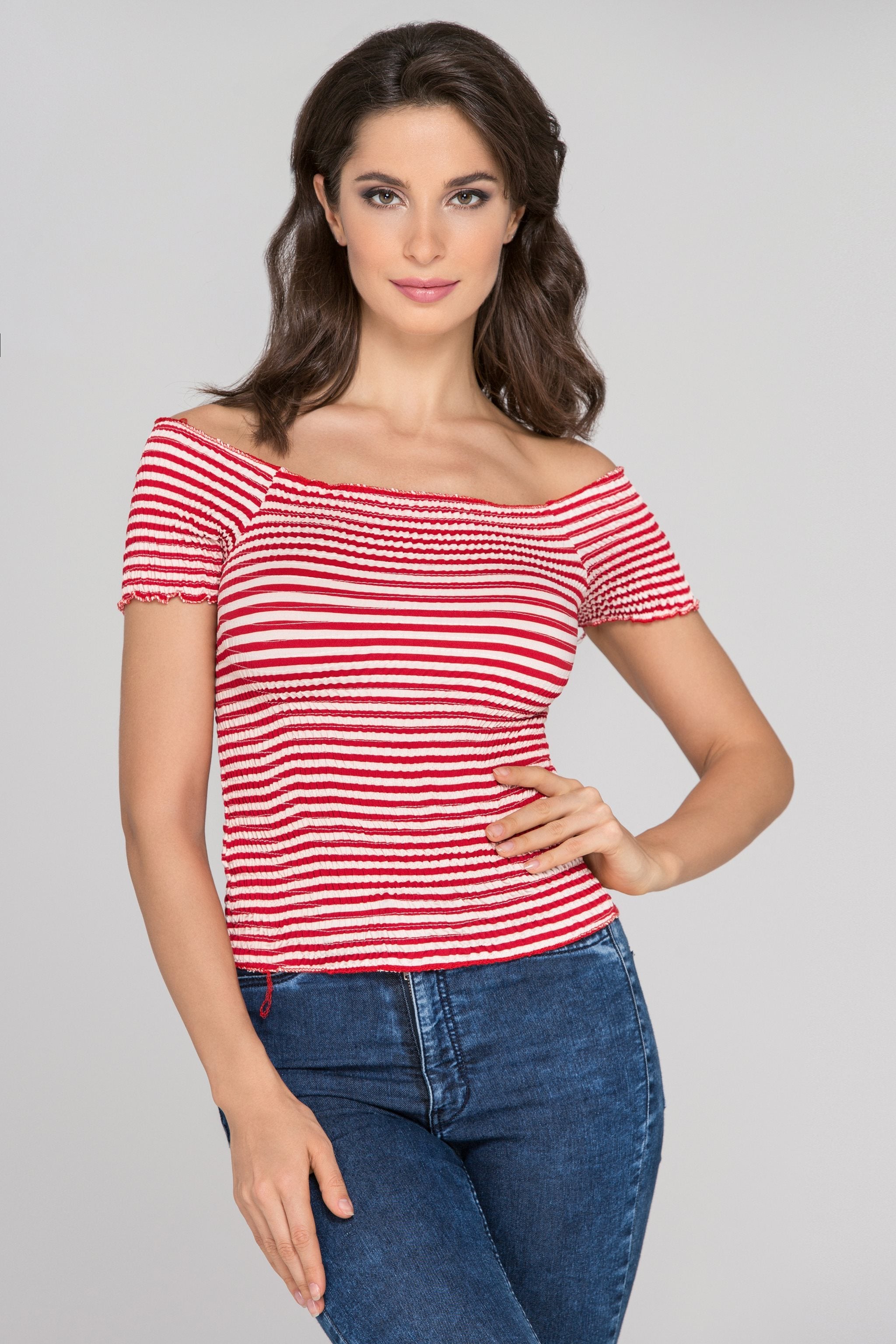 Red Stripe Smocked Top - ownthelooks-Development