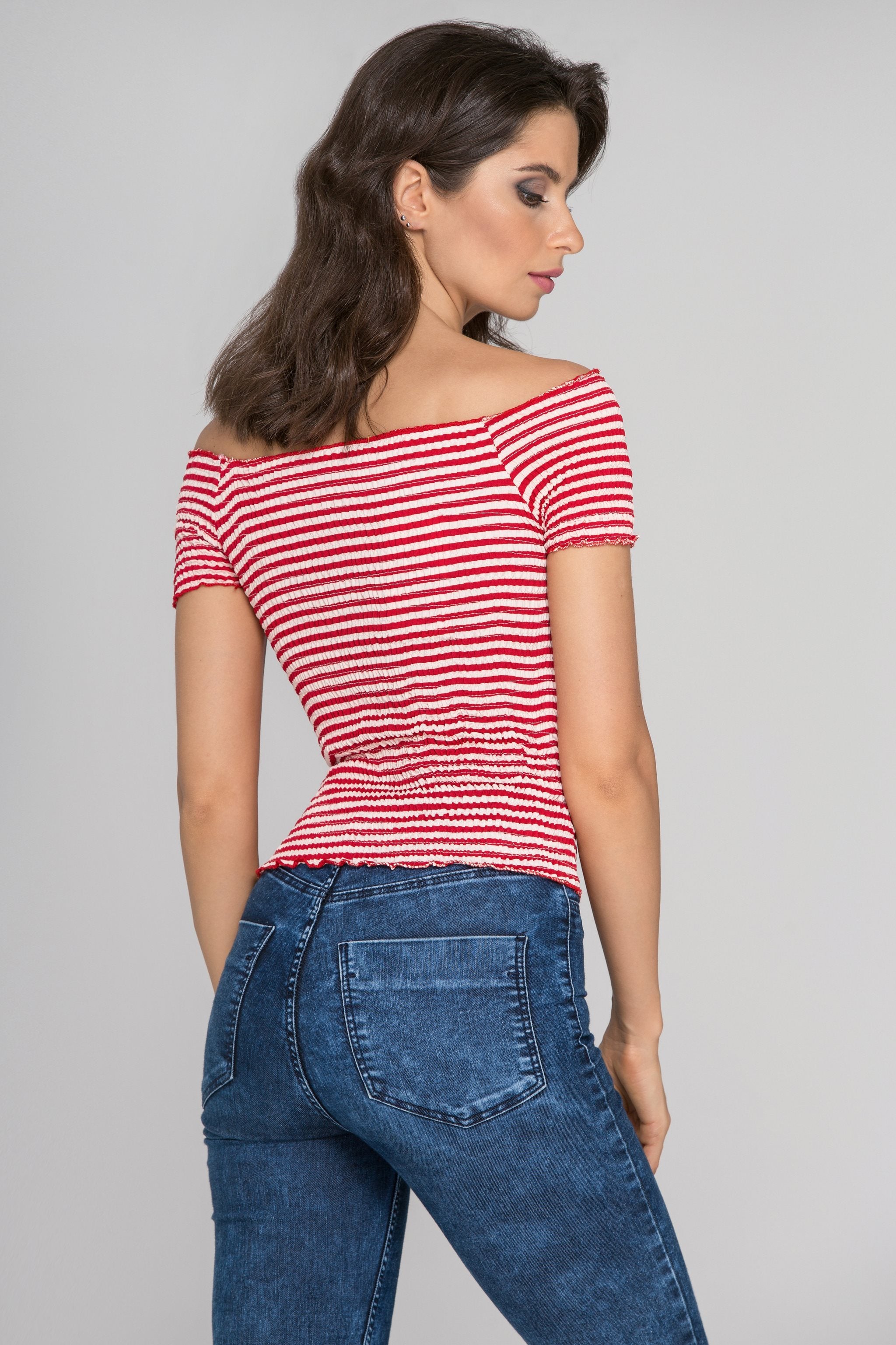 Red Stripe Smocked Top - ownthelooks-Development